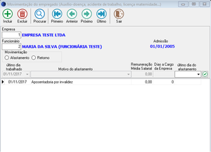 Tela de Movimentação