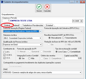Cadastro de Enquadramentos