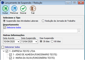 Lançamento de Suspensão de Atividades